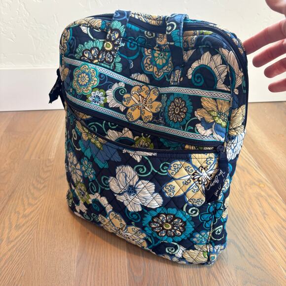 Vera Bradley Mod Floral Blue Quilted Shoulder Bag Purse Tote Retired 2007 - Picture 9 of 9